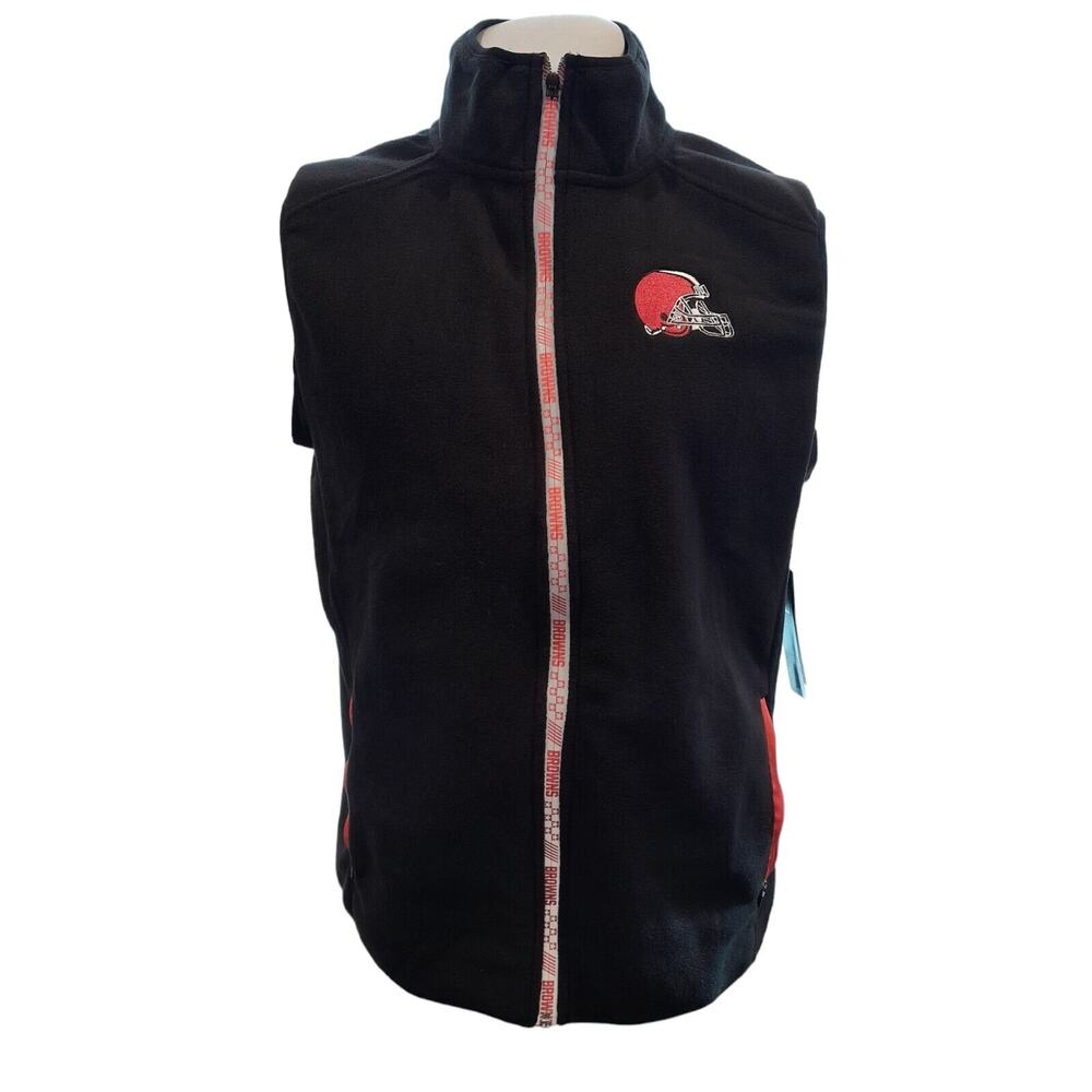 NEW Cleveland Browns Full-Zip‎ Fleece Vest Black NFL Collection NWT Men Medium - Picture 8 of 8
